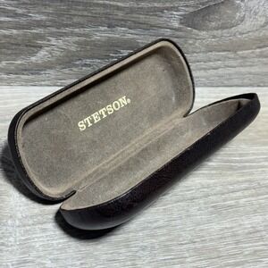 Vintage Stetson Eyeglasses Case Hard Felt Lining Brown Designer Logo